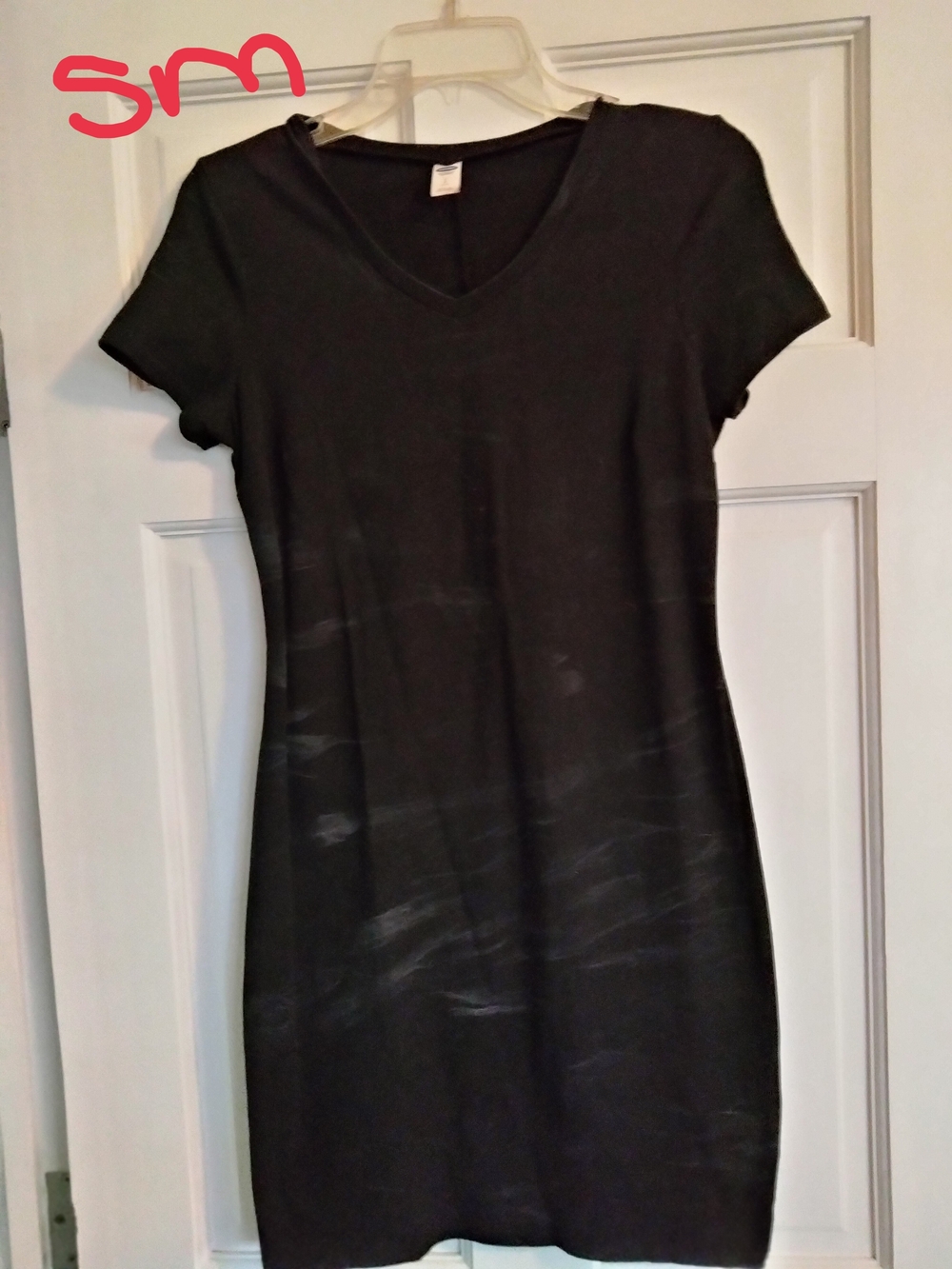 Old Navy Black / GrayV-Neck Short Sleeve Mini Dress